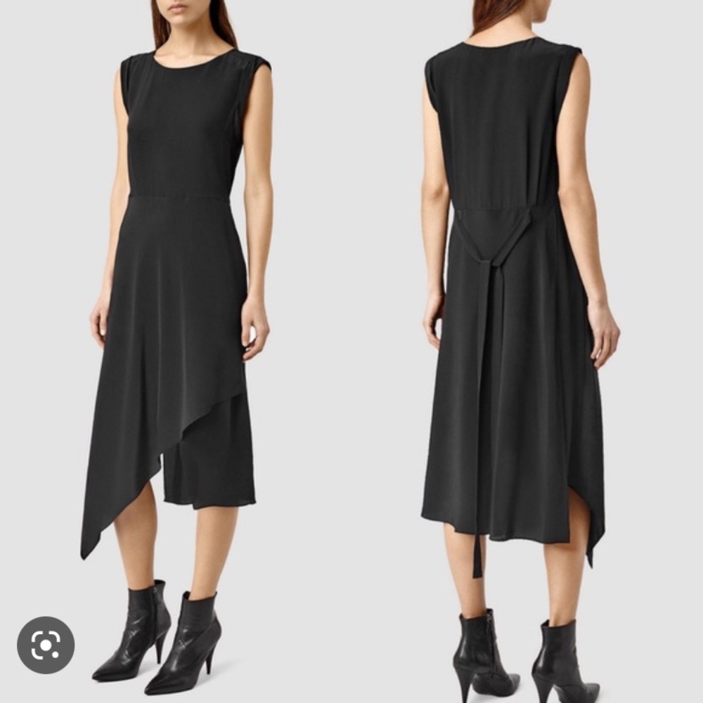 All Saints silk asymmetrical dress